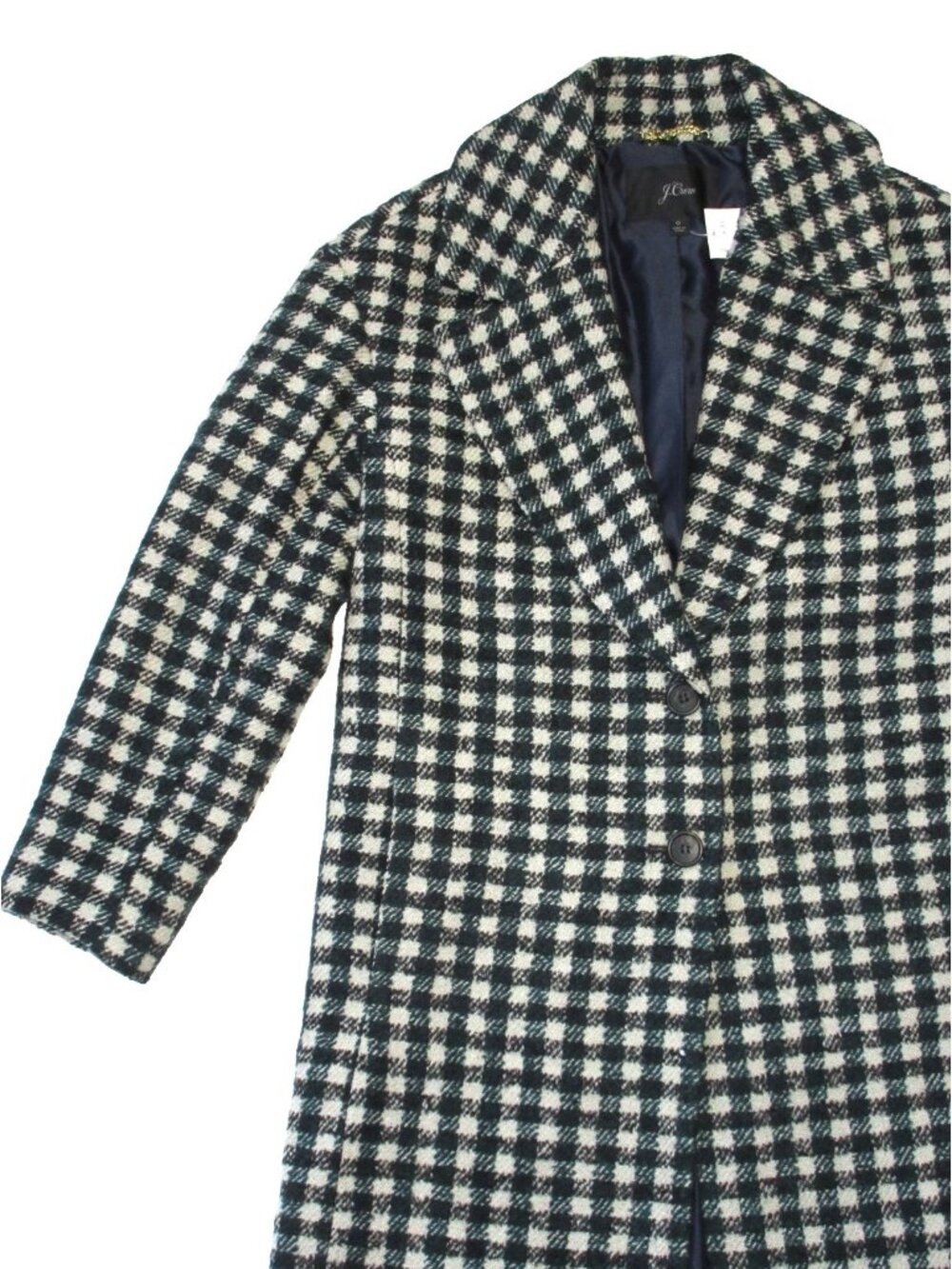 NWT J.Crew Oversized Topcoat in Ivory Black Green Check Tweed Wool Coat 0 $375 - Picture 5 of 8